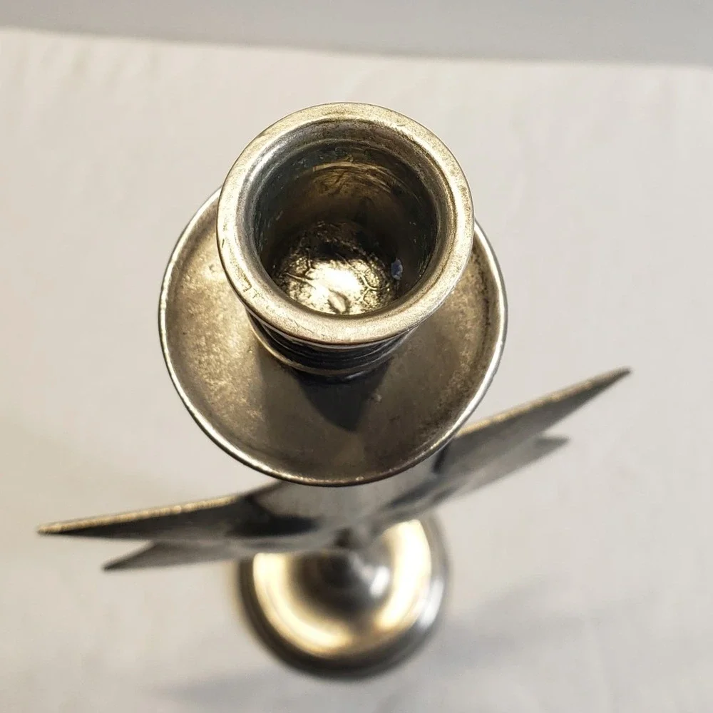 Frieling-Zinn Candlestick Holder Silver Sun Star Celestial Germany Pewter 16.5in